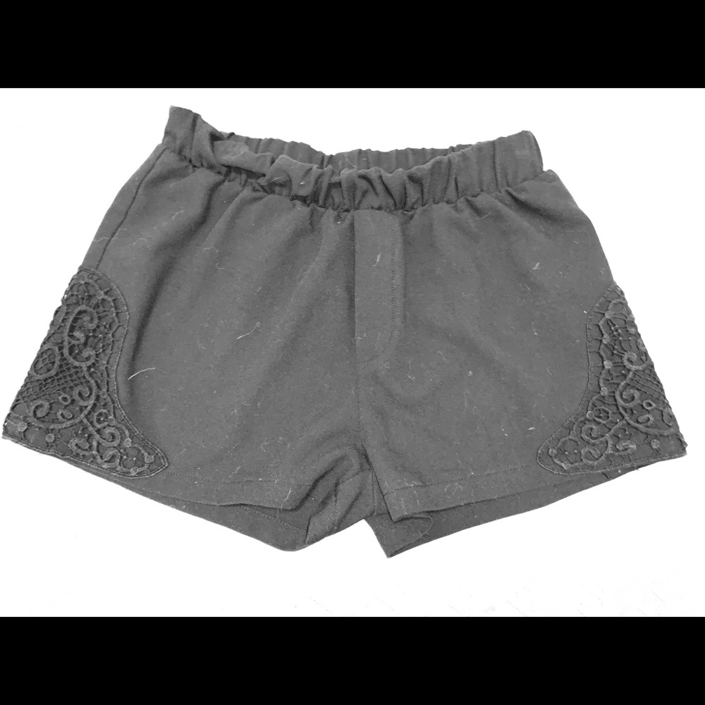 Black Womens Shorts with Lace Detail